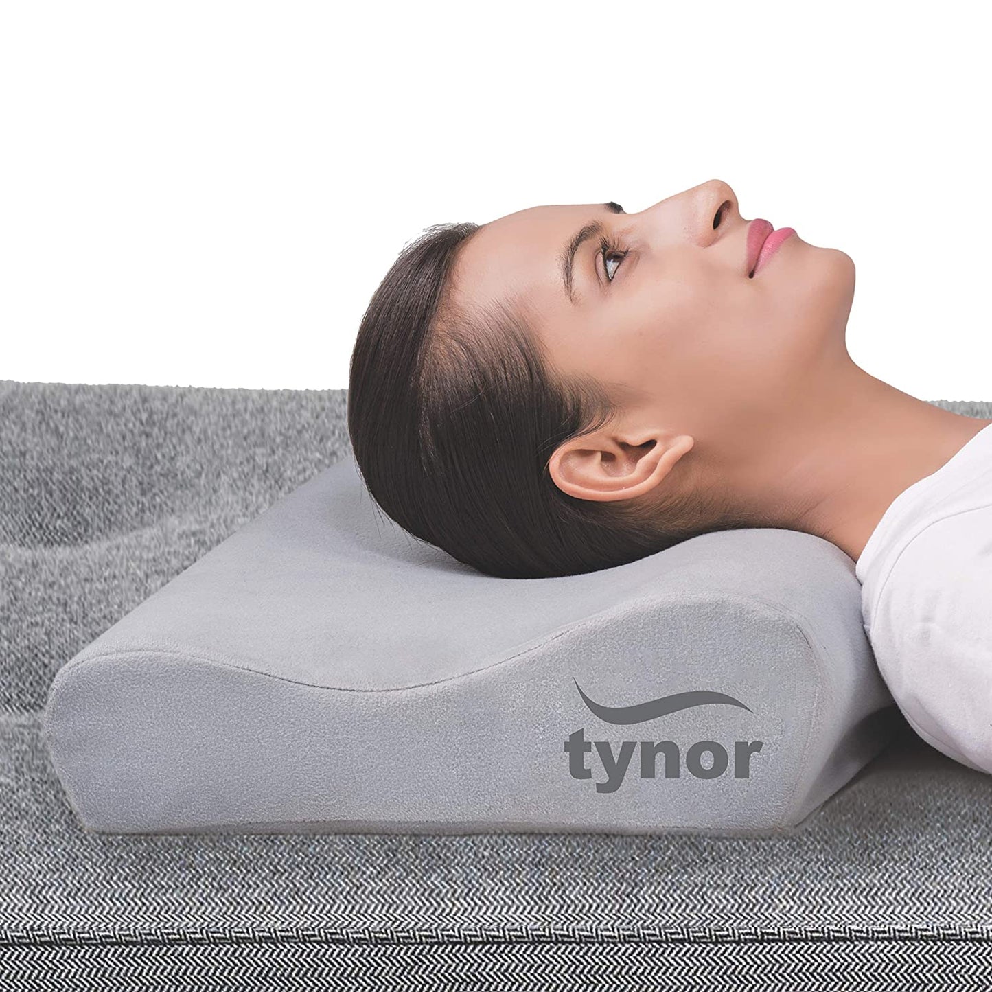 Tynor Contoured Cervical Pillow, Universal Size, 1 Unit Neck Support (Grey)