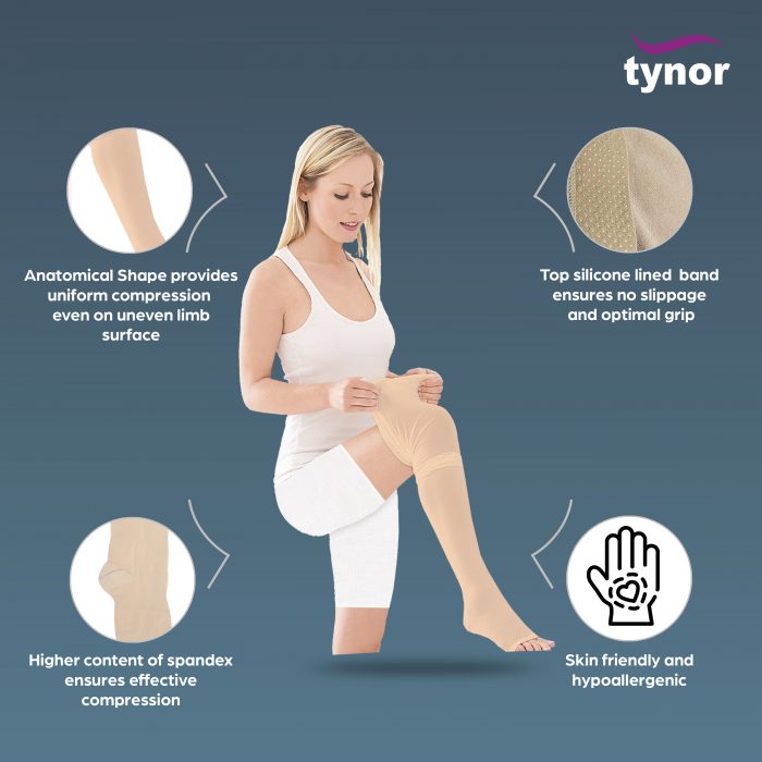 Tynor Medical Compression Stocking Knee High Class 2 (Pair)