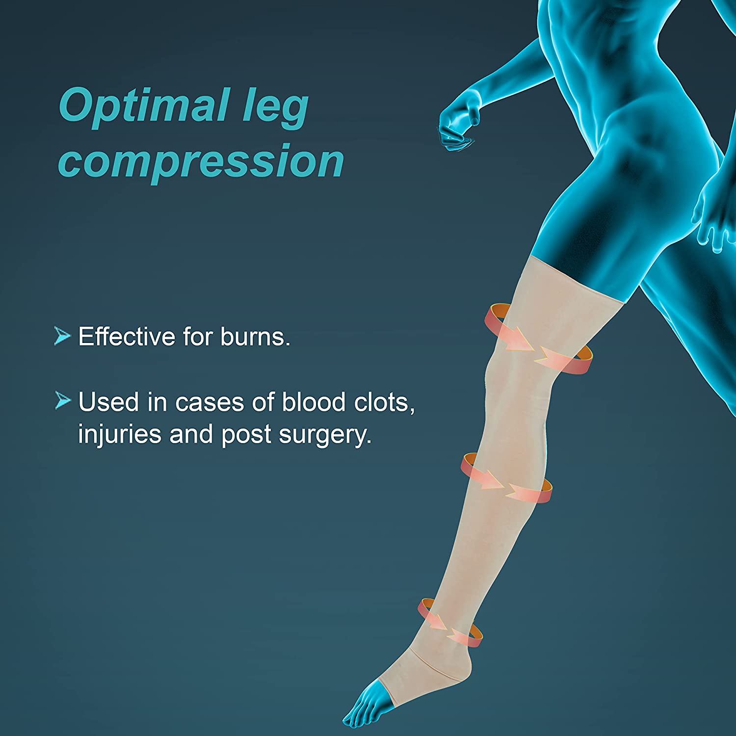 Tynor Compression Garment Leg Mid Thigh Open  Toe