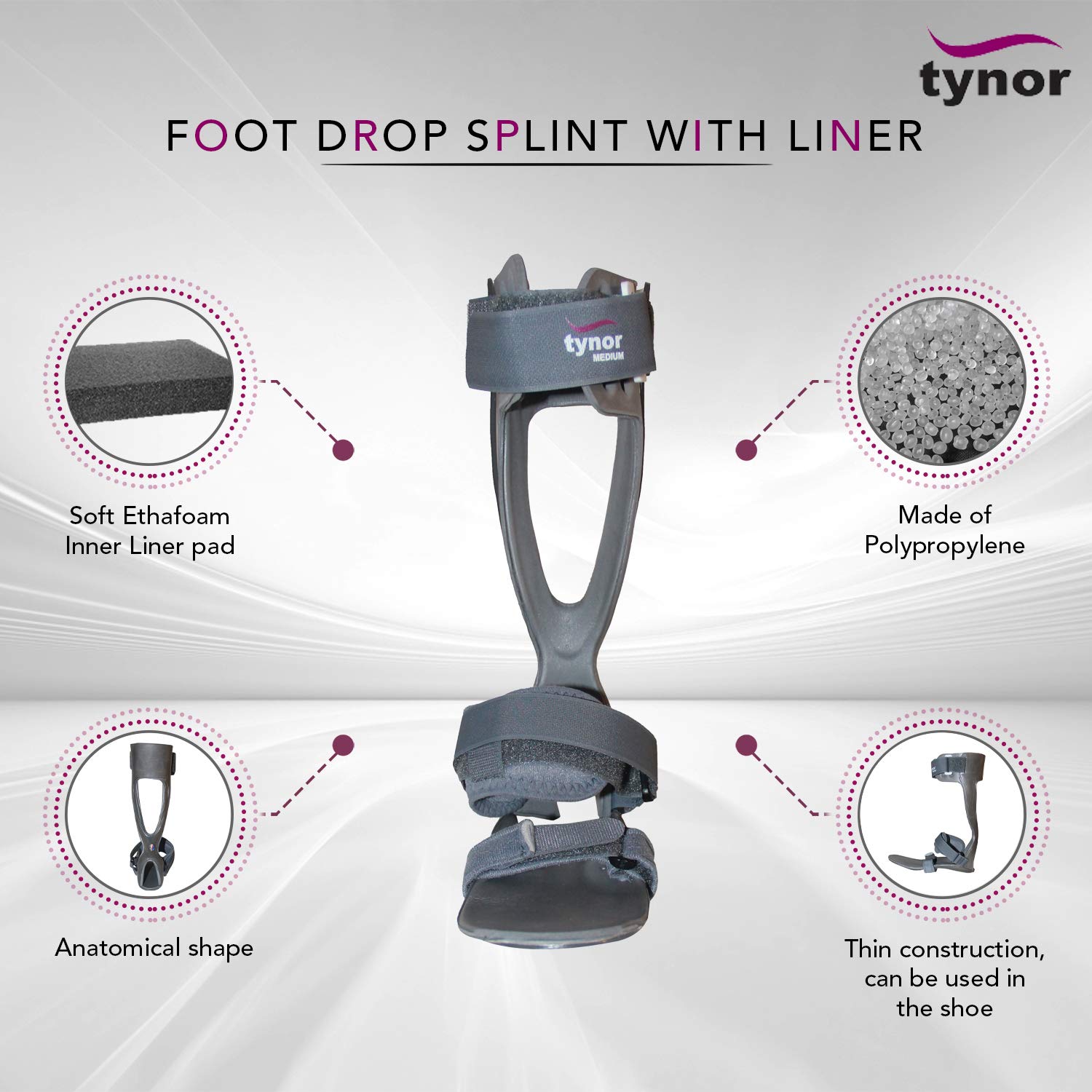 Tynor Foot Drop Splint with Liner Right/Left