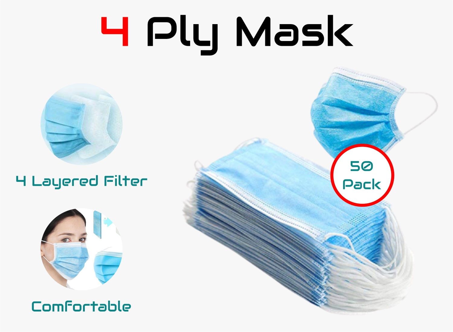 4 ply disposable surgical face mask - 50's pack – Fishman Healthcare