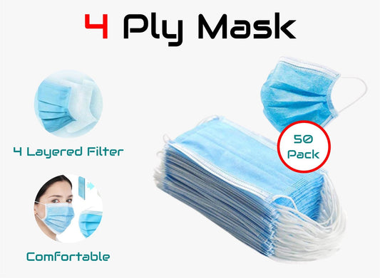 4 ply disposable surgical face mask - 50's pack