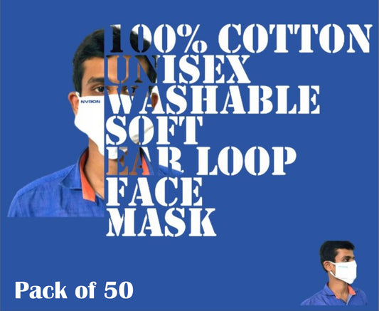 Reusable cotton face mask (100% cotton) - 50's pack