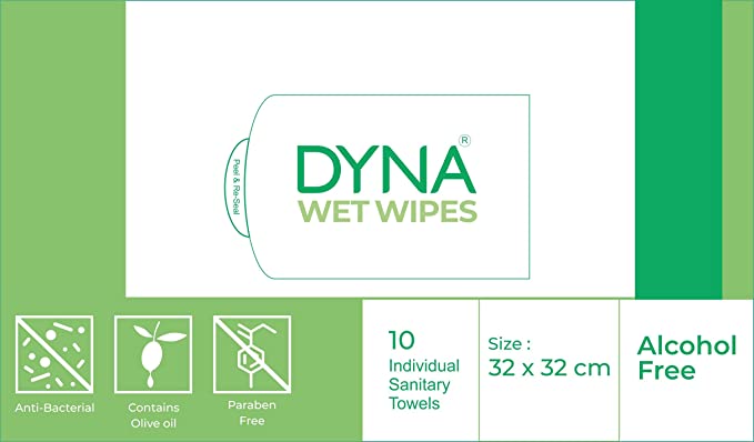 Dynamic Dyna Wet Wipes (32CM x 32CM) Pack of 10