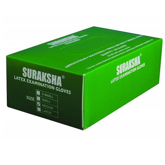 suraksha latex medical examination gloves (pack of 100) medium Latex Examination Gloves  (Pack of 100)